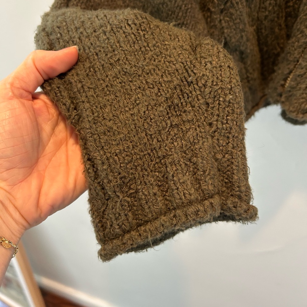 Olive Green Anthtoologie Zip up Sweater - Picture 3 of 6